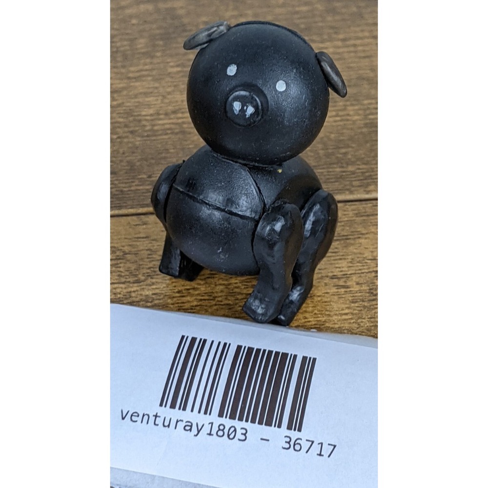 Vintage 1970s Fisher Price Little People Black Pig Farm Animal Retro Toy Figure